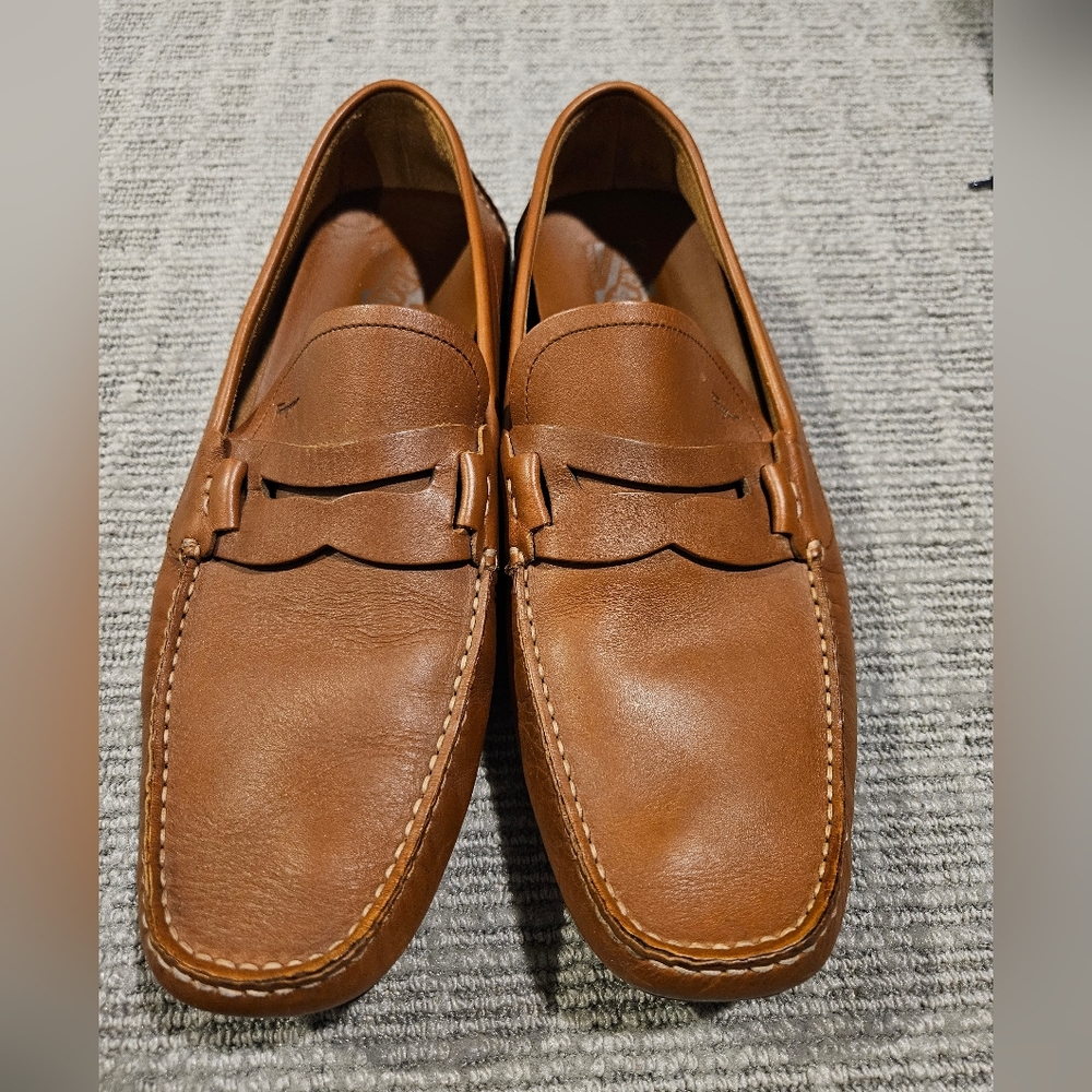 Ferragamo drivers, brown/khaki, 10EE, like new